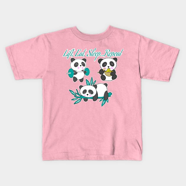 fitness, panda, girls who lift, fitness girl Kids T-Shirt by TimAddisonArt